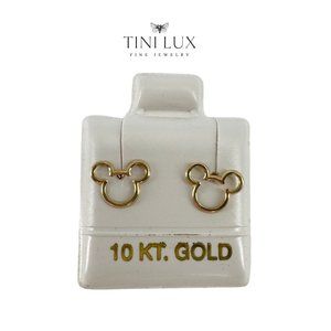 Disney Collection - Earrings Studs Yellow Gold 10K Screwback Mickey Silhouette